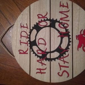 Wood dirt bike sign